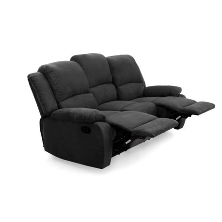 Canapé relax  3 places en microfibre noir