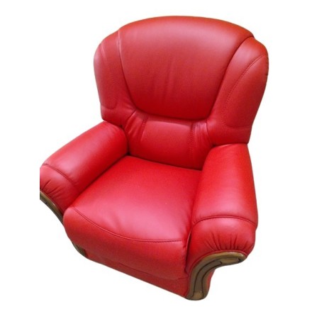 fauteuil  cuir rouge et bois italien