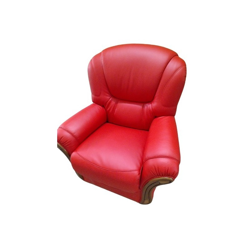 fauteuil  cuir rouge et bois italien