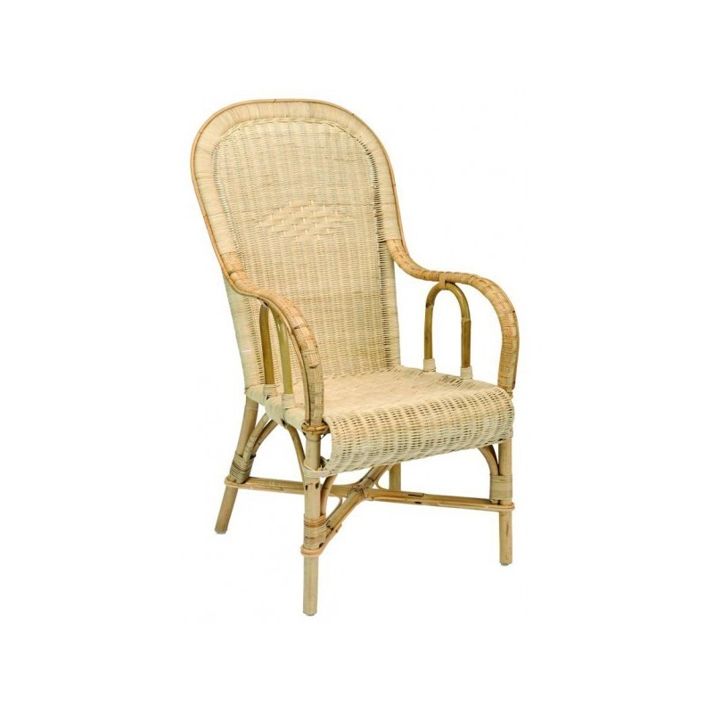 Fauteuil en rotin dossier haut