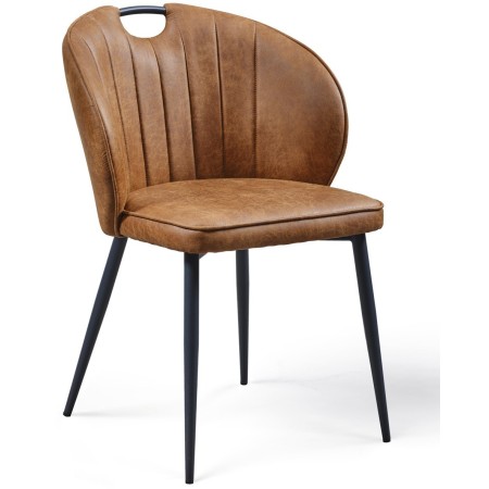 Chaises cognac pieds métal