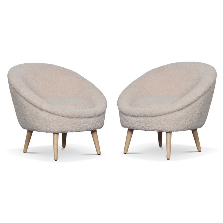 Fauteuil rond blanc synthétique
