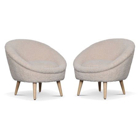 Fauteuil rond blanc synthétique