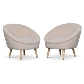 Fauteuil rond blanc synthétique