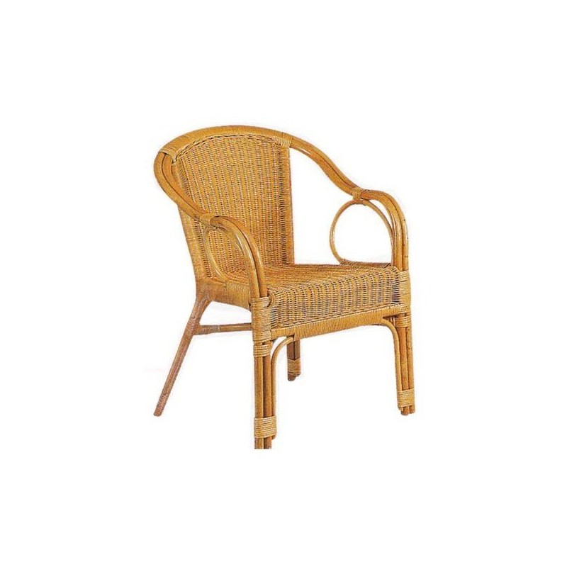 Fauteuil rotin dossier bas