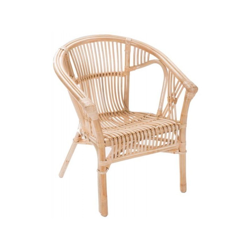 Fauteuil dossier bas en rotin