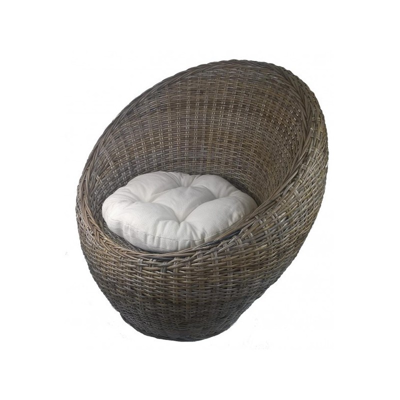 Fauteuil coque en poelet gris