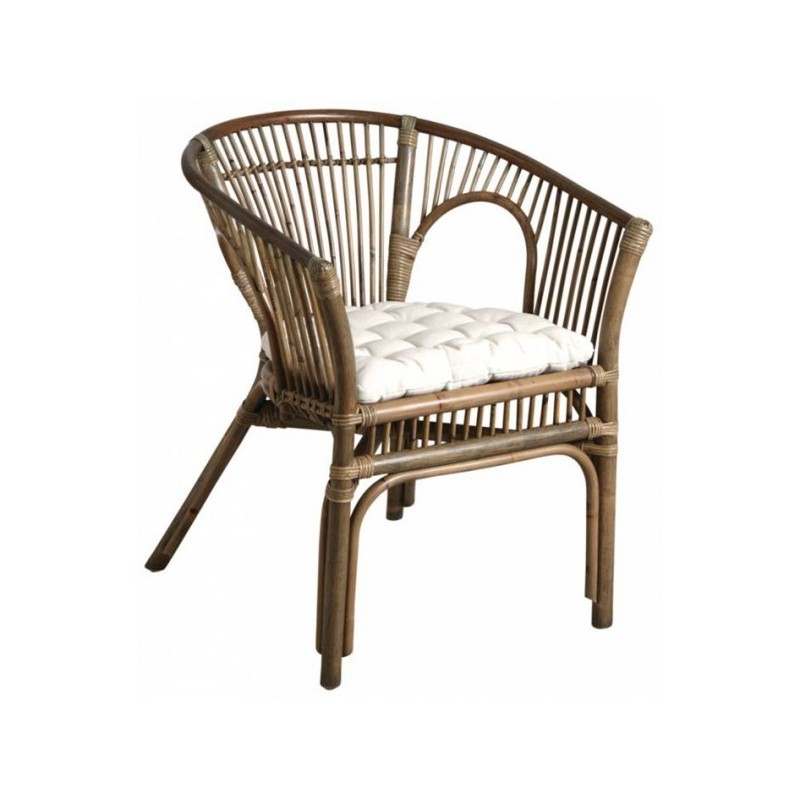 Fauteuil bas rotin dos arrondi