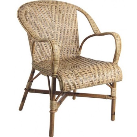 Fauteuil rotin patiné