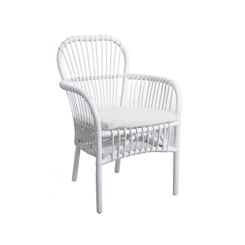 Fauteuil rotin laqué blanc