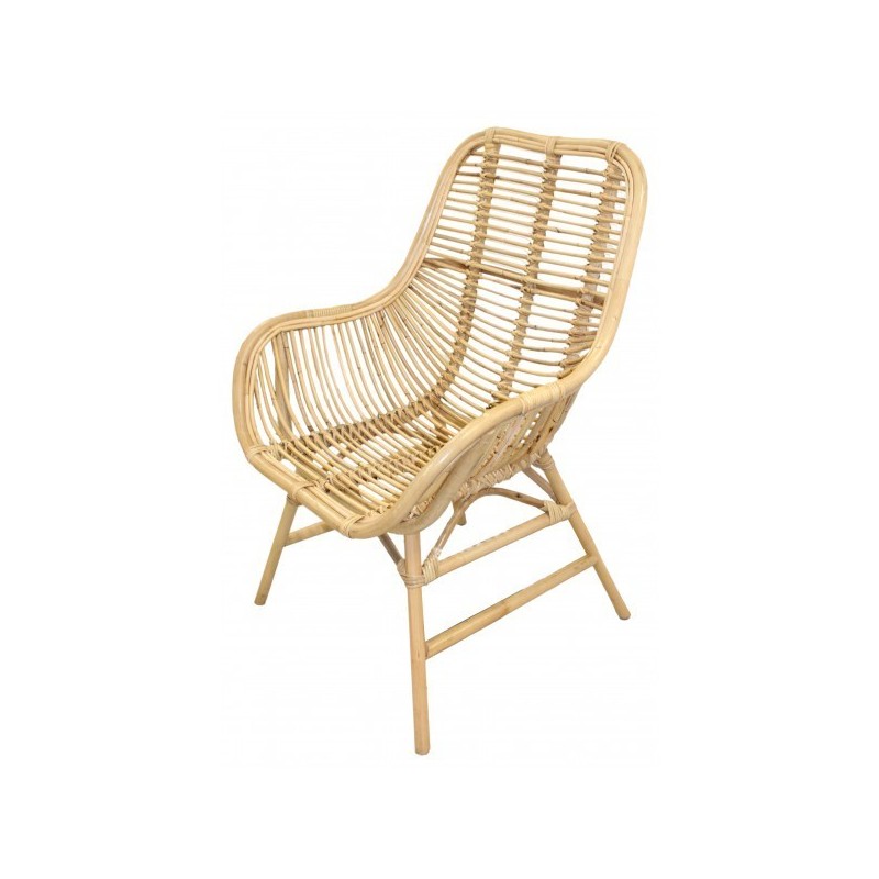 Fauteuil rotin dossier carré