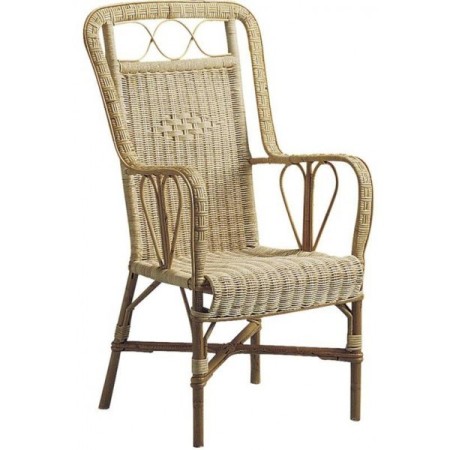 Fauteuil rotin dossier haut