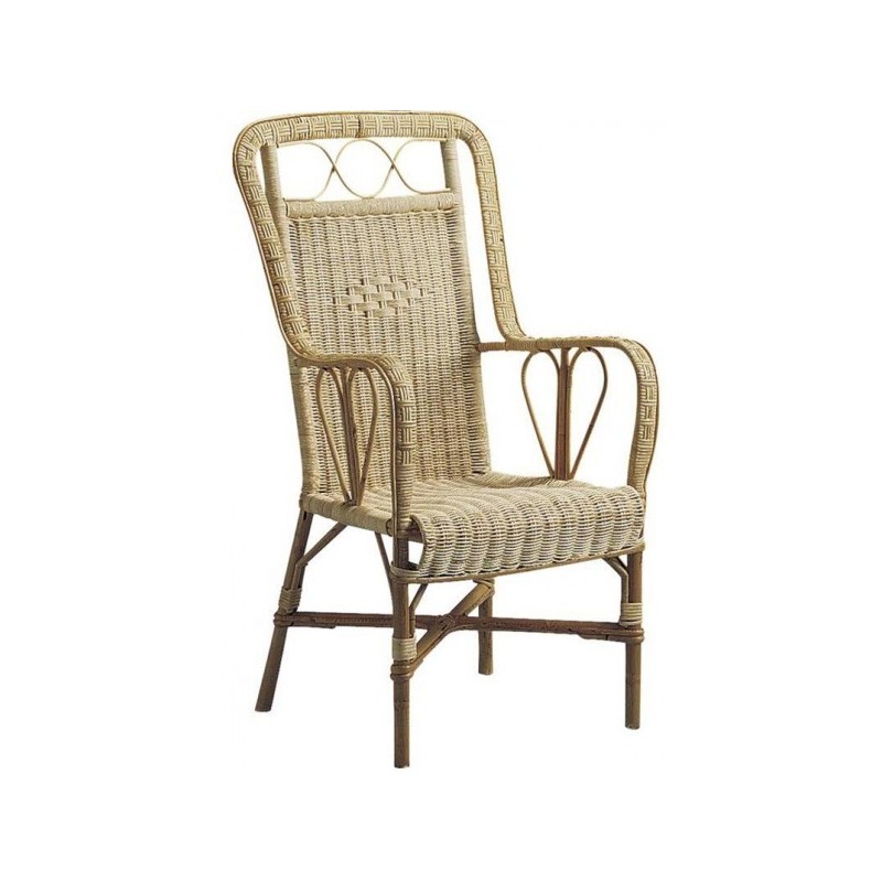 Fauteuil rotin dossier haut