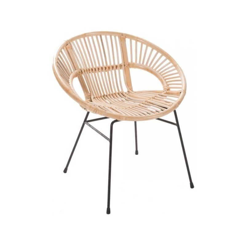 Fauteuil rotin pieds métal