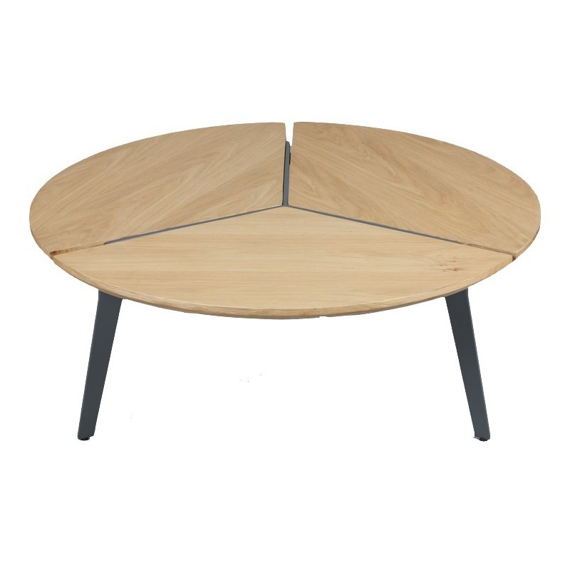 Table basse plateau rond chêne