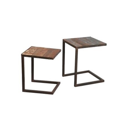 table basse gigogne métal palissandre