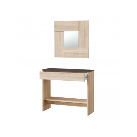 Miroir et console chêne