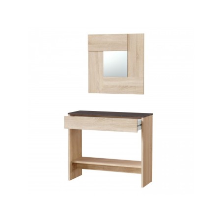 Miroir et console chêne