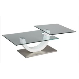 Table basse 2 plateaux articulés en verre