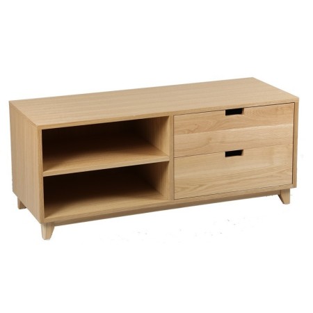 Meuble TV 2 tiroirs 2 niches Largeur 120 cm